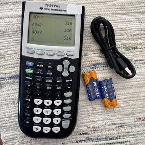 TI-84 Plus Graphing Calculator -Black + Free AAA + Slide Case